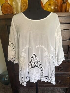 Cynthia Rowley blouse featuring Battenberg crochet lace details